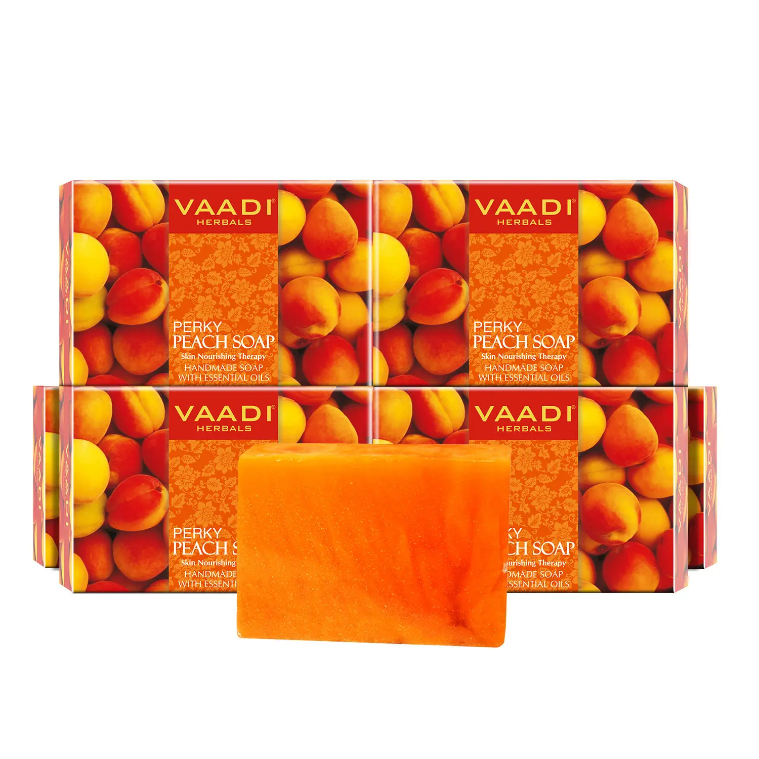 Vaadi Herbals Perky Peach Soap with Almond Oil (5 + 1 Free) (75 g) (Pack of 6)