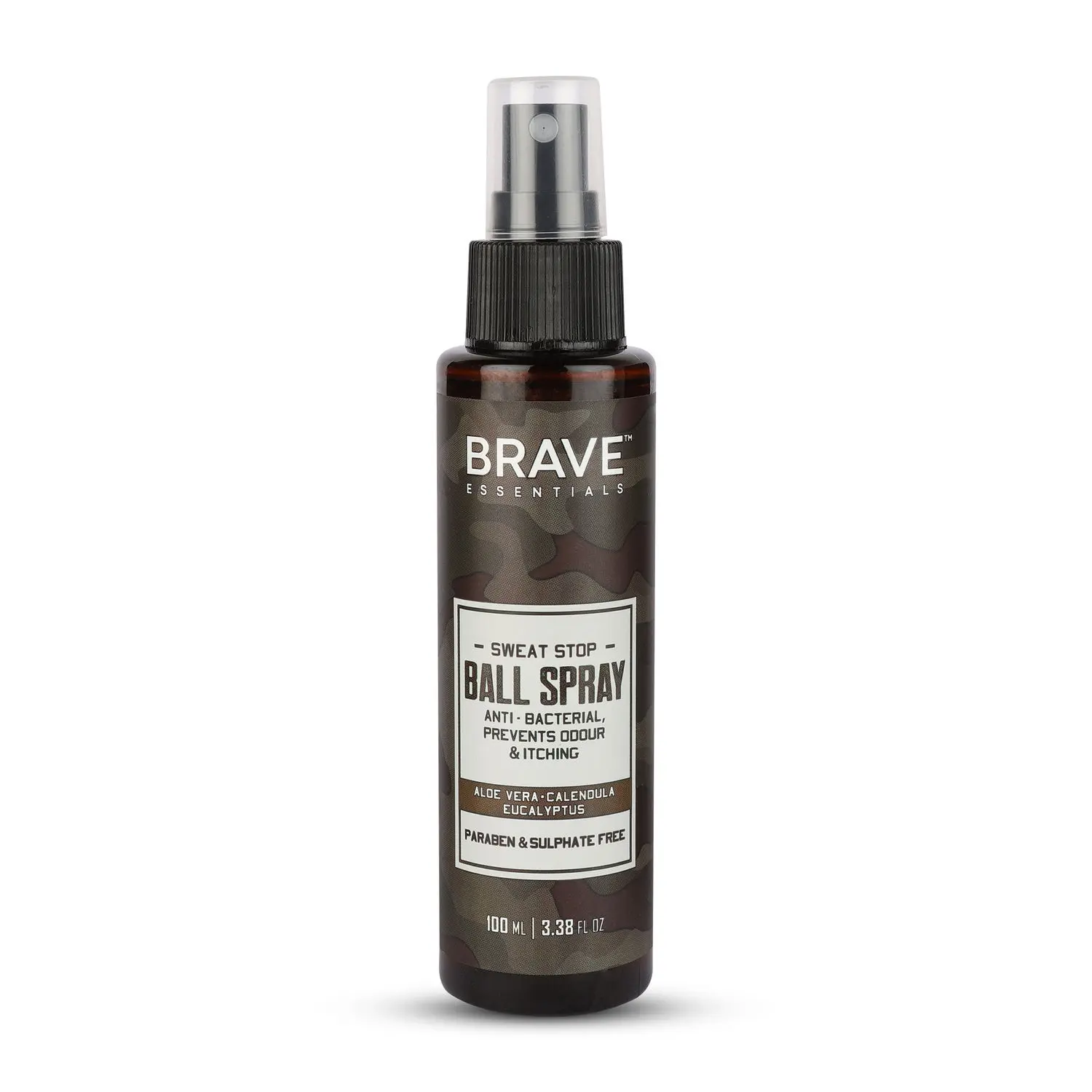 Brave Essentials Sweat-Stop Ball Spray | 100 ml |Anti-Bacterial; Prevents Itching & Odour