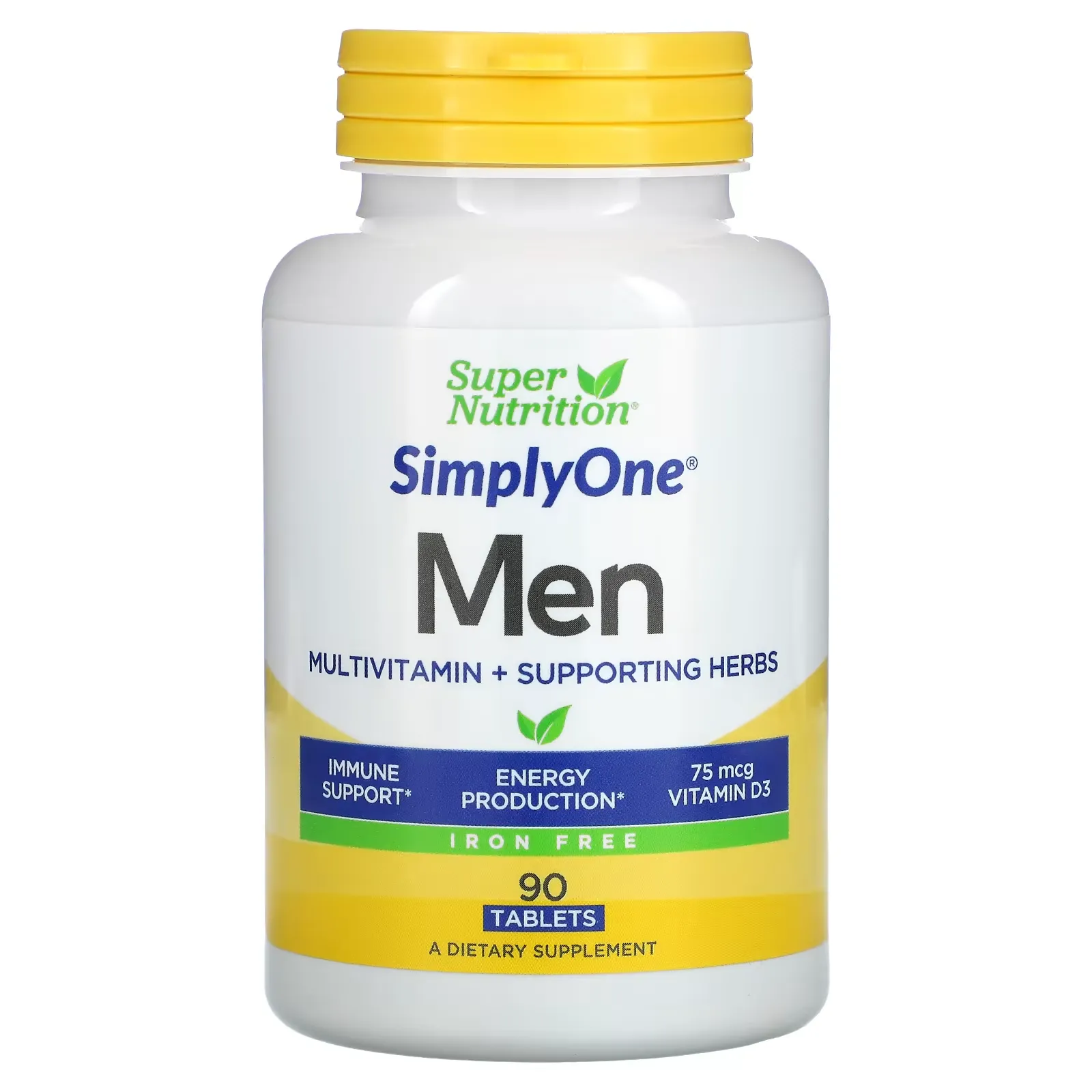 SimplyOne, Men’s Multivitamin + Supporting Herbs, Iron Free, 90 Tablets