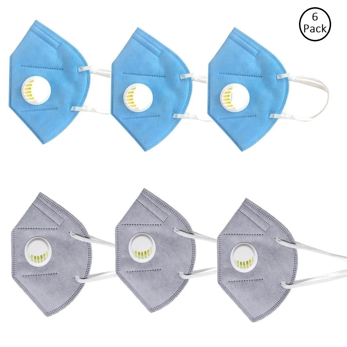 Fabula Pack Of 6 Anti-Pollution Reusable 5 Layer Mask - Blue Grey