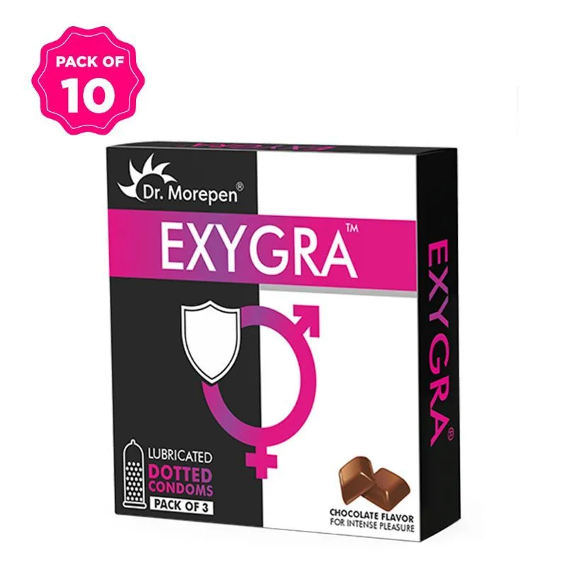 Dr. Morepen Exygra Dotted Condoms - Chocolate Flavour