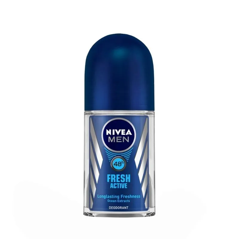 NIVEA Men Deodorant Roll On, Fresh Active, 48h Long lasting Freshness