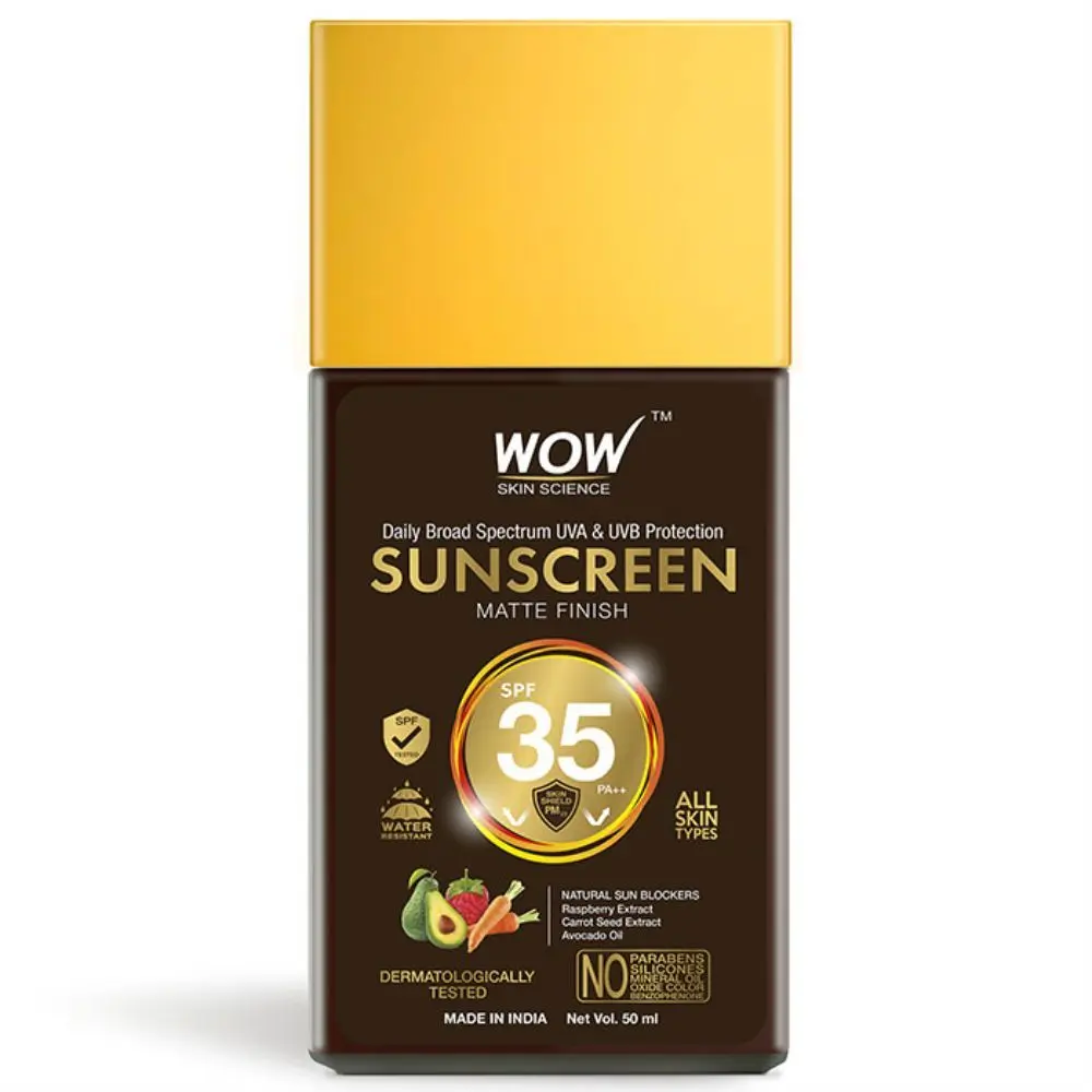 WOW Skin Science Sunscreen Matte Finish - SPF 35 PA++ - Daily Broad Spectrum - UVA &UVB Protection - Quick Absorb - for All Skin Types - No Parabens, Silicones, Mineral Oil, Oxide, Color & Benzophenone, 50 ml