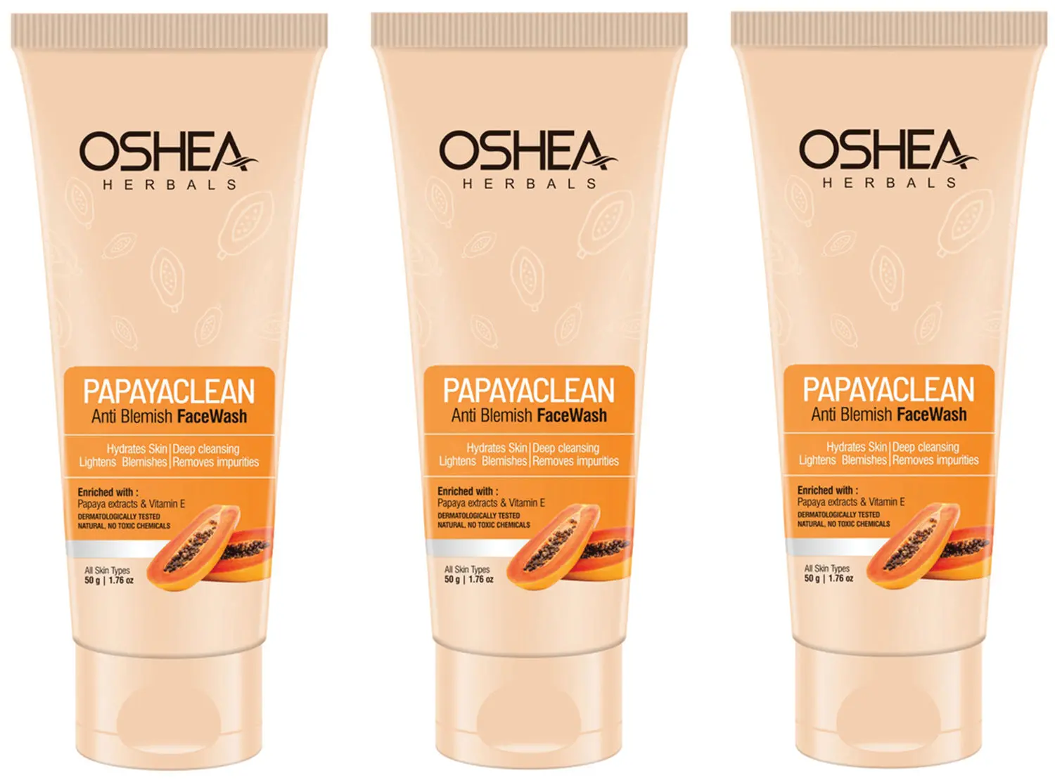 Oshea Herbals Papayaclean Anti Blemish Face Wash 50grams pack of 3