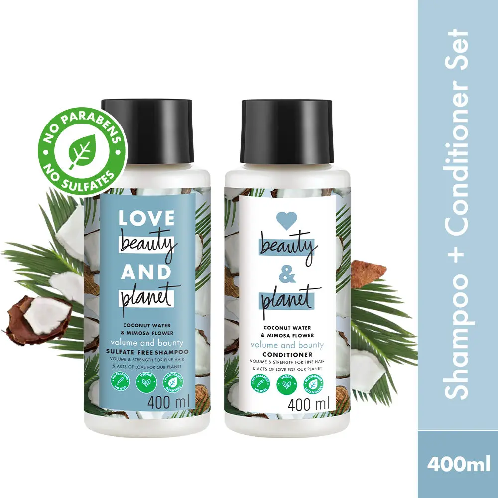 Love Beauty & Planet Coconut Water and Mimosa Flower Volume and Bounty Shampoo & Conditioner, 400ml