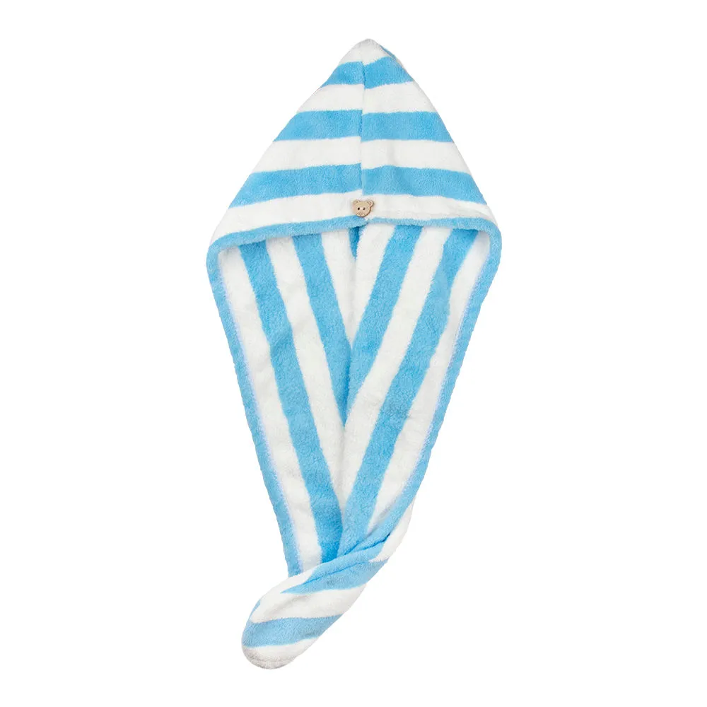 Streak Street Microfiber Hair Wrap Towel - Sky Blue Stripes