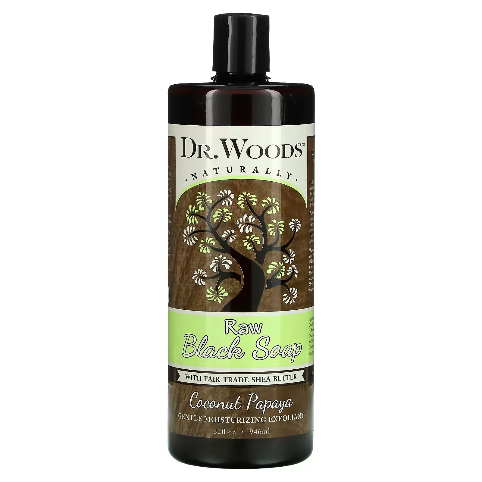 Raw Black Soap with Fair Trade Shea Butter, Coconut Papaya, 32 fl oz (946 ml)