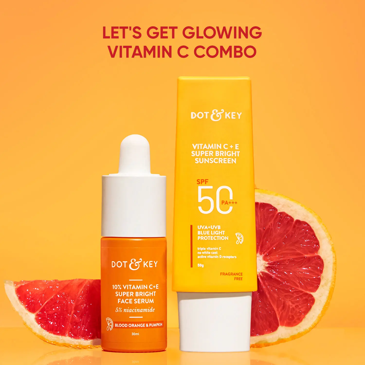 Dot & Key Vitamin C Super Bright Sunscreen with 10% Vitamin C Face Serum - Pack of 2