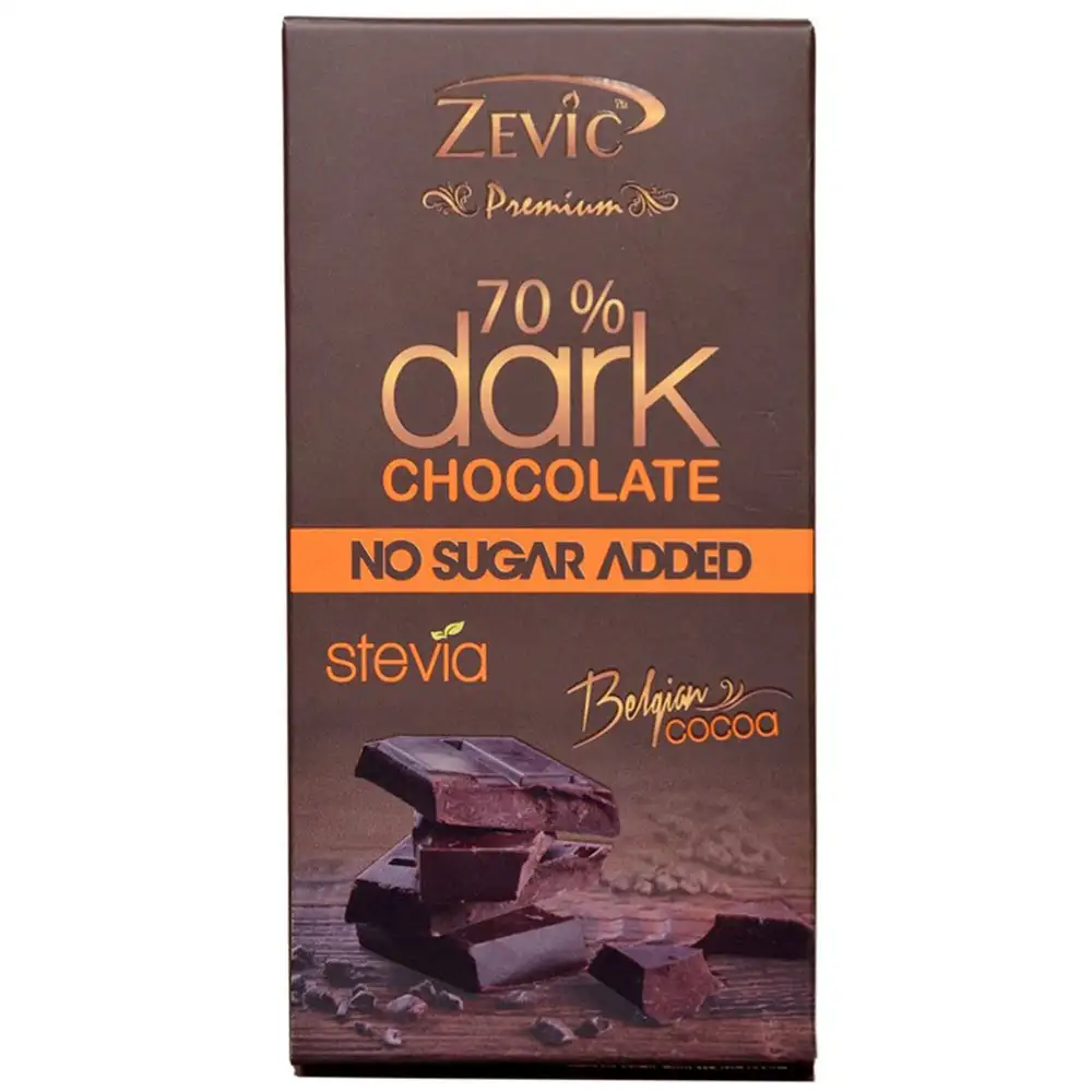 Zevic 70% Dark Chocolate Stevia 96 g,  1 Piece(s)/Pack  Belgian Cocoa