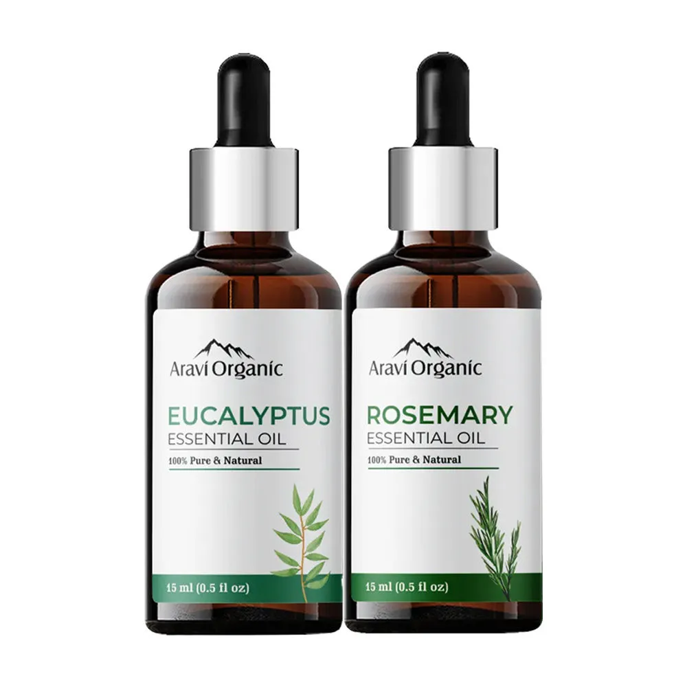 Aravi Organic Rosemary And Eucalyptus Essential Oil Combo