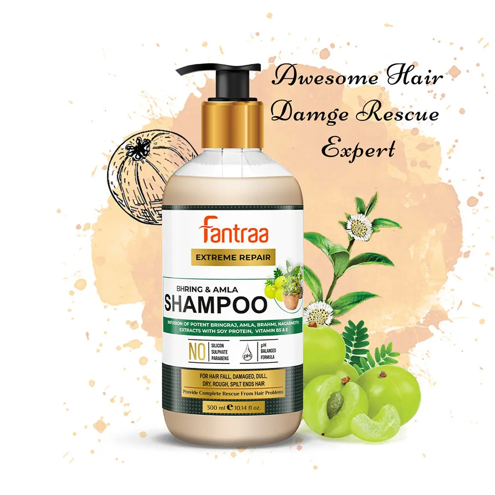 Fantraa Bhring Amla Shampoo For Hair Fall Control and Damaged Repair With Bhringraj and Amla (300 ml)