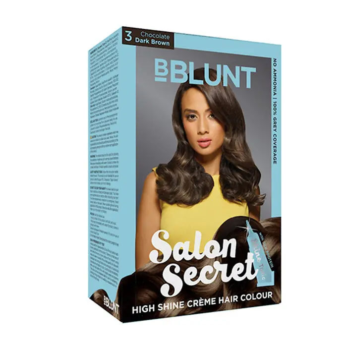BBLUNT Salon Secret High Shine Creme Hair Colour Chocolate Dark Brown 3 (100 g) With Shine Tonic (8 ml)