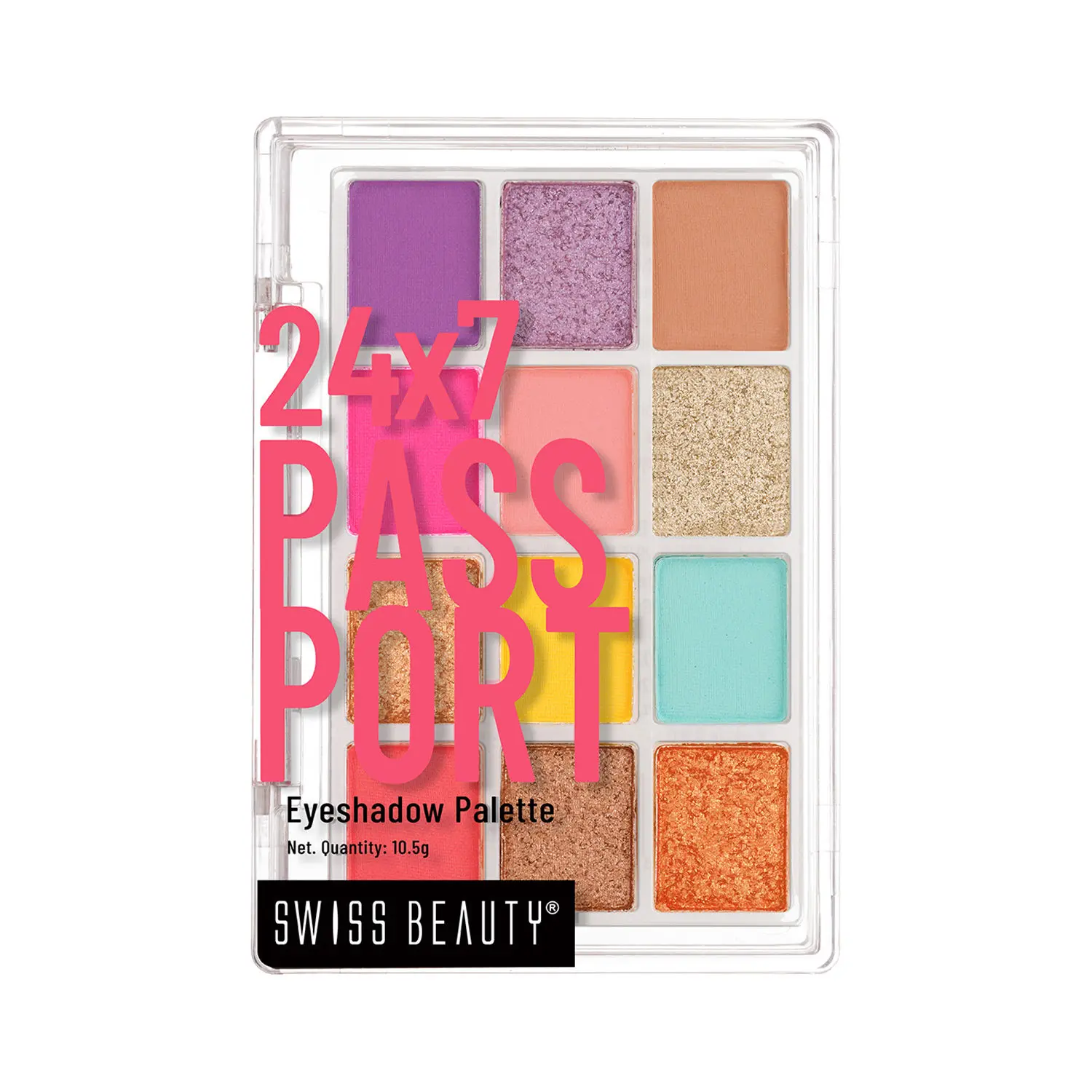 Swiss Beauty 24/7 Passport Eyeshadow Palette for Eyes | Long-Lasting | 12 Shades in 1| Smooth & Blendable 03-Grand Arrival - Party (10.5 G)