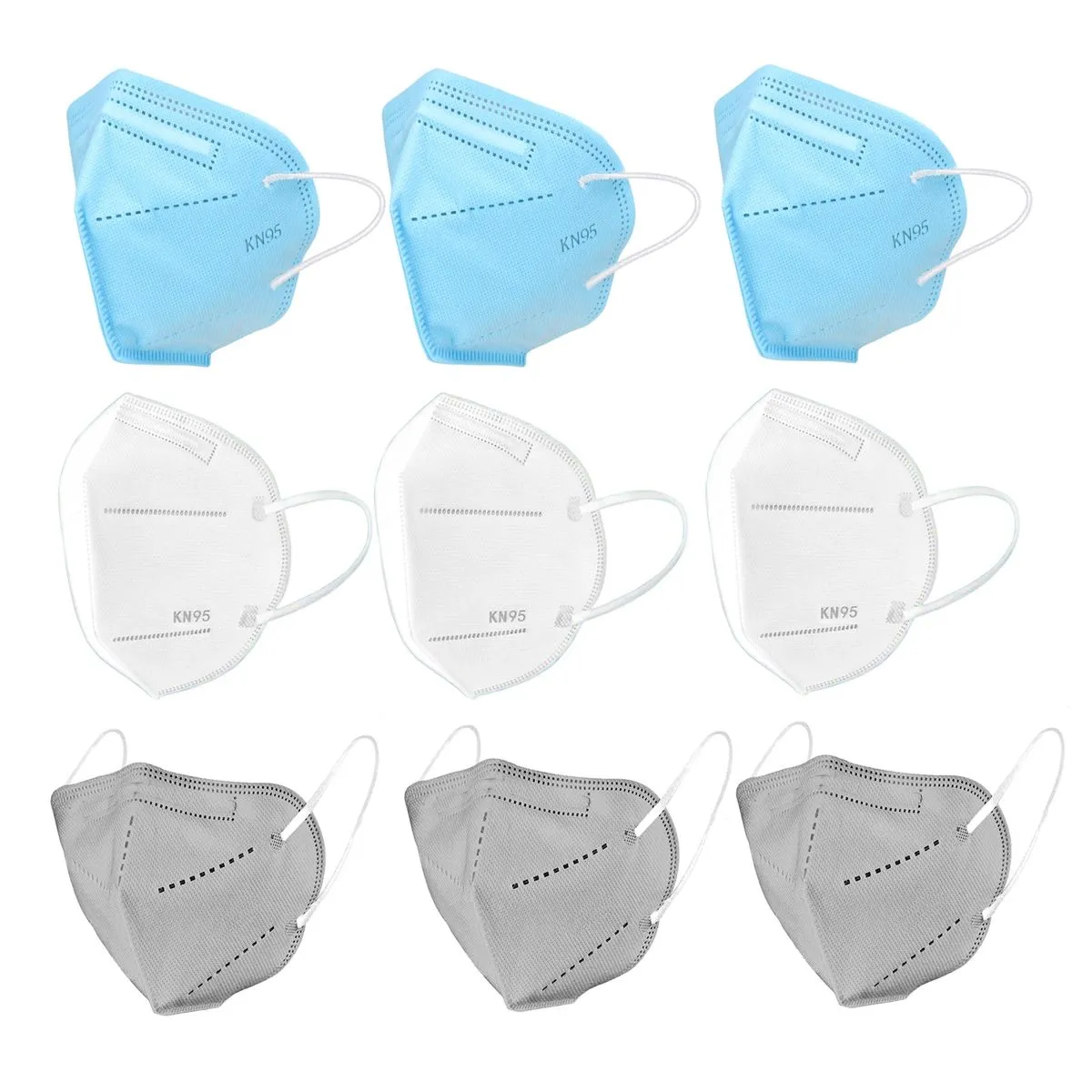 OOMPH Pack Of 9 Kn95/n95 Anti-pollution Reusable 5 Layer Mask Color: Blue,grey,white