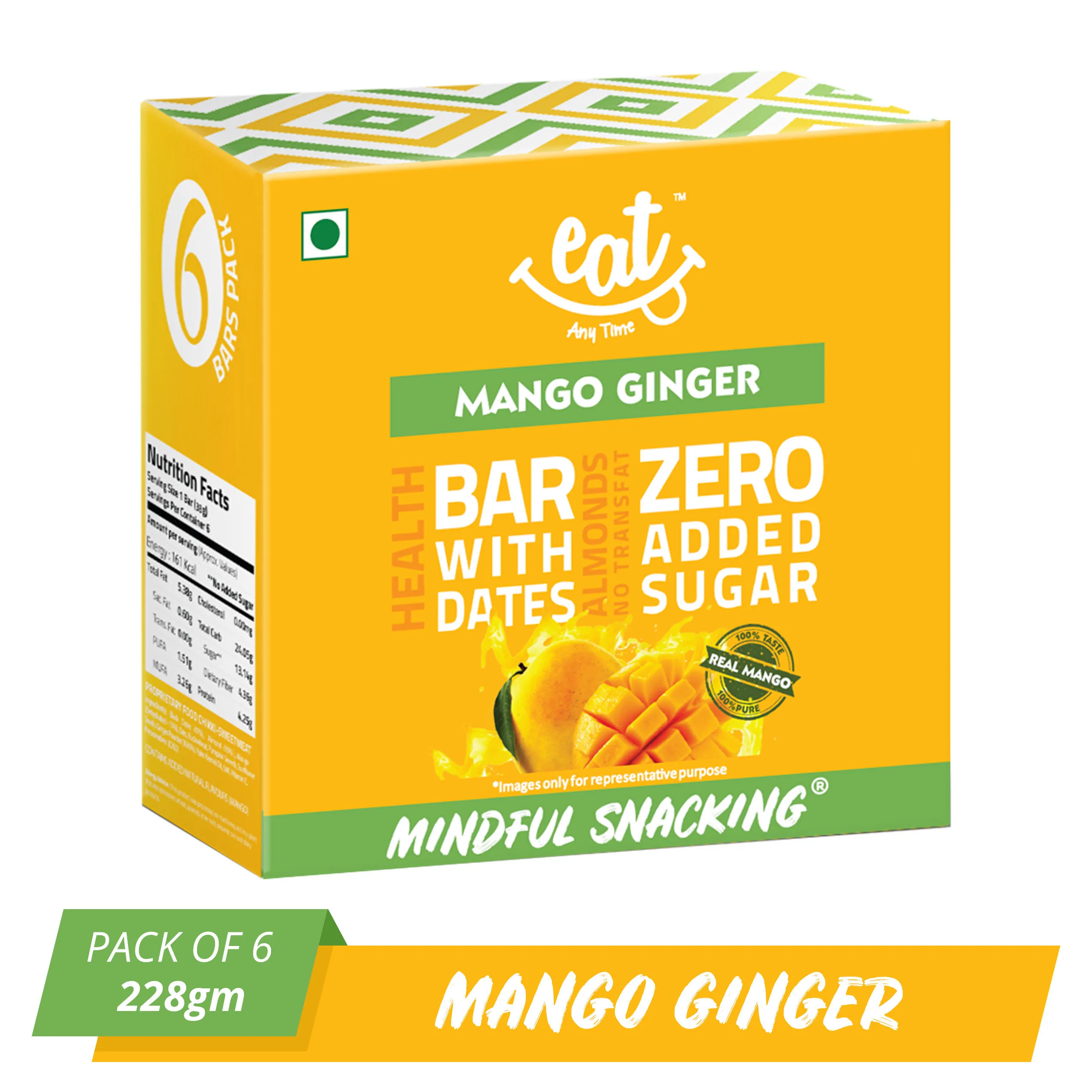 Eat Anytime Healthy Energy Bar - Mango Ginger (Pack Of 6)