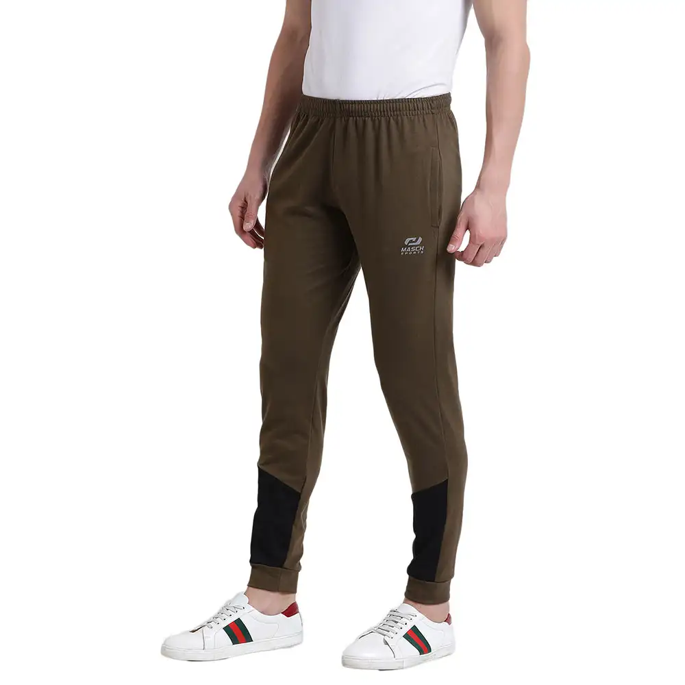 Masch Sports Mens Regular Fit Polyester Cotton Joggers (MSTP 1218 CS FBP CTNOGRB),  Olive Green  Medium