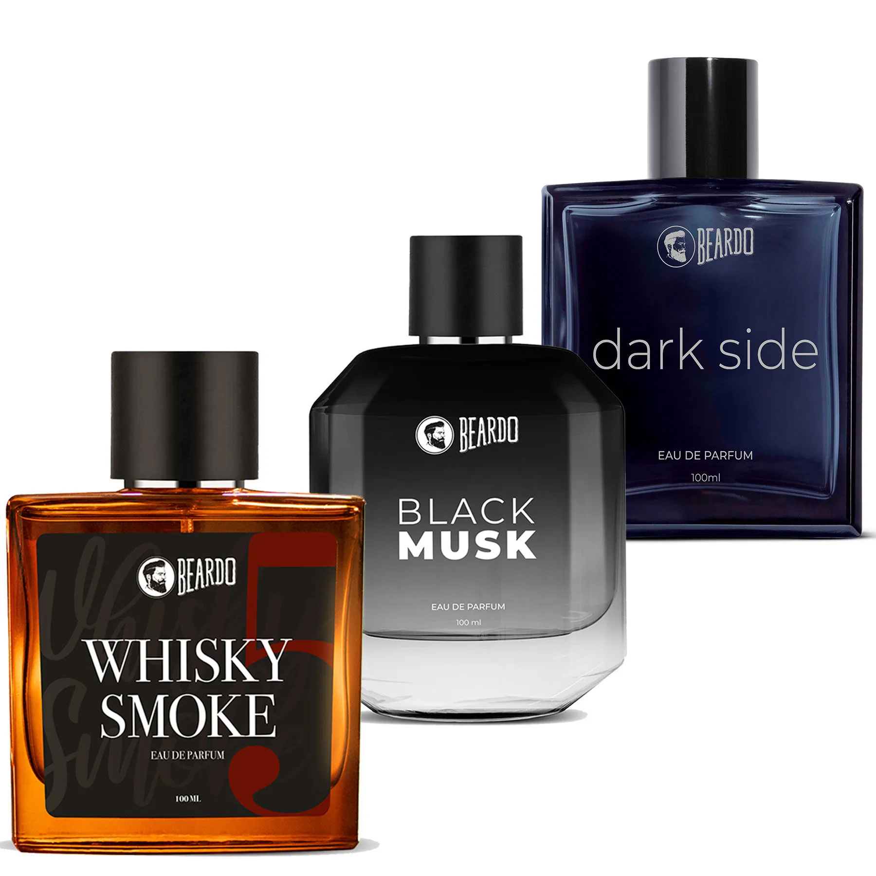 Beardo Whisky Smoke, Black Musk and Dark Side, Set of 3 EDP Perfume For Men, | EDP