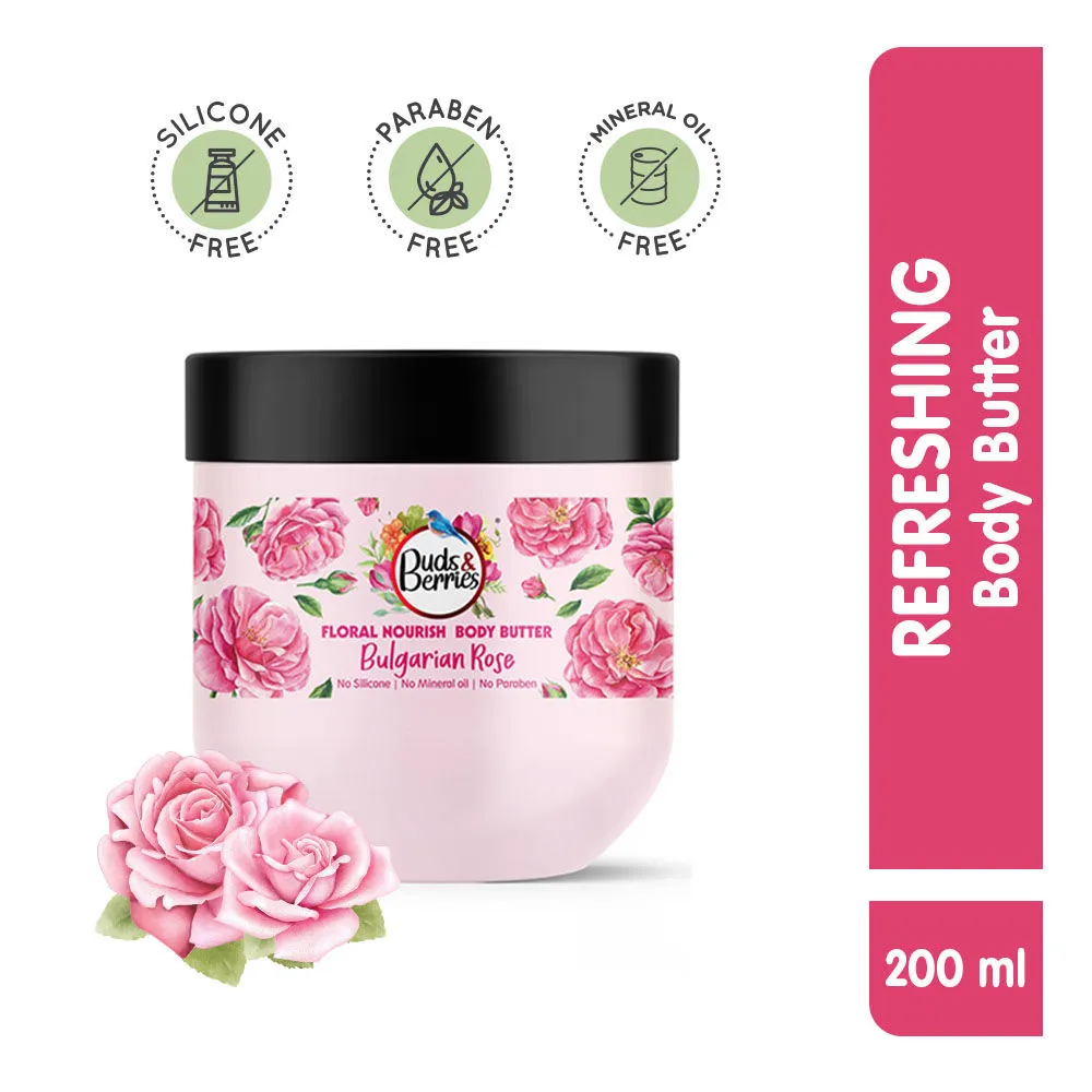 Buds & Berries Floral Nourish Bulgarian Rose Body Butter For Refreshing Moisturization