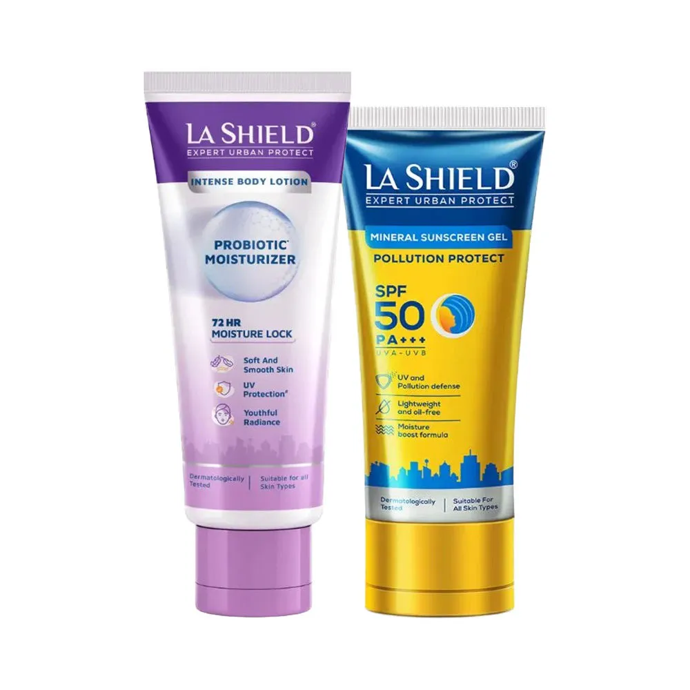 La Shield Pollution Protect Sunscreen + Probiotic Moisturizer Body Lotion Combo