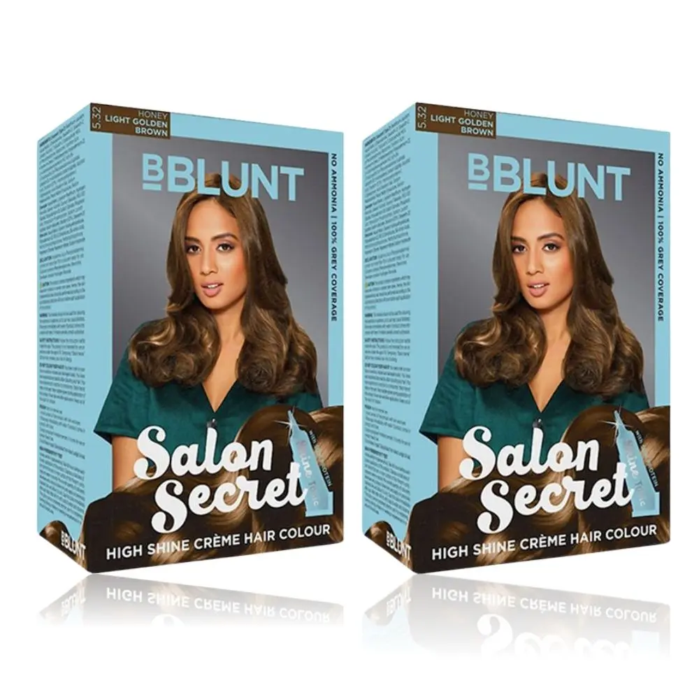 BBlunt Salon Secret High Shine Creme Hair Colour - Honey Light Golden Brown - Pack of 2