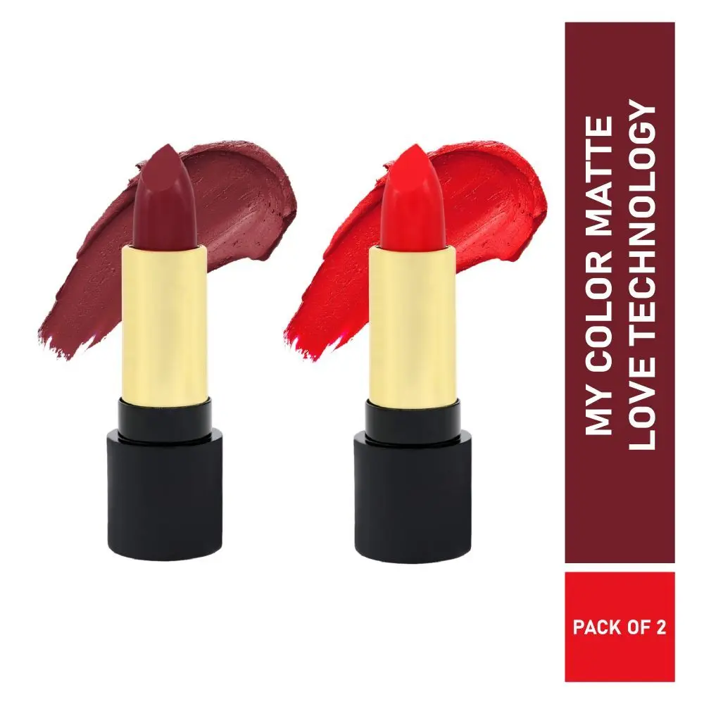 Half N Half Velvet Matte Texture Lipstick My Colour, Dark-Chocolate & Lady-Red, PO2 (7.6gm)