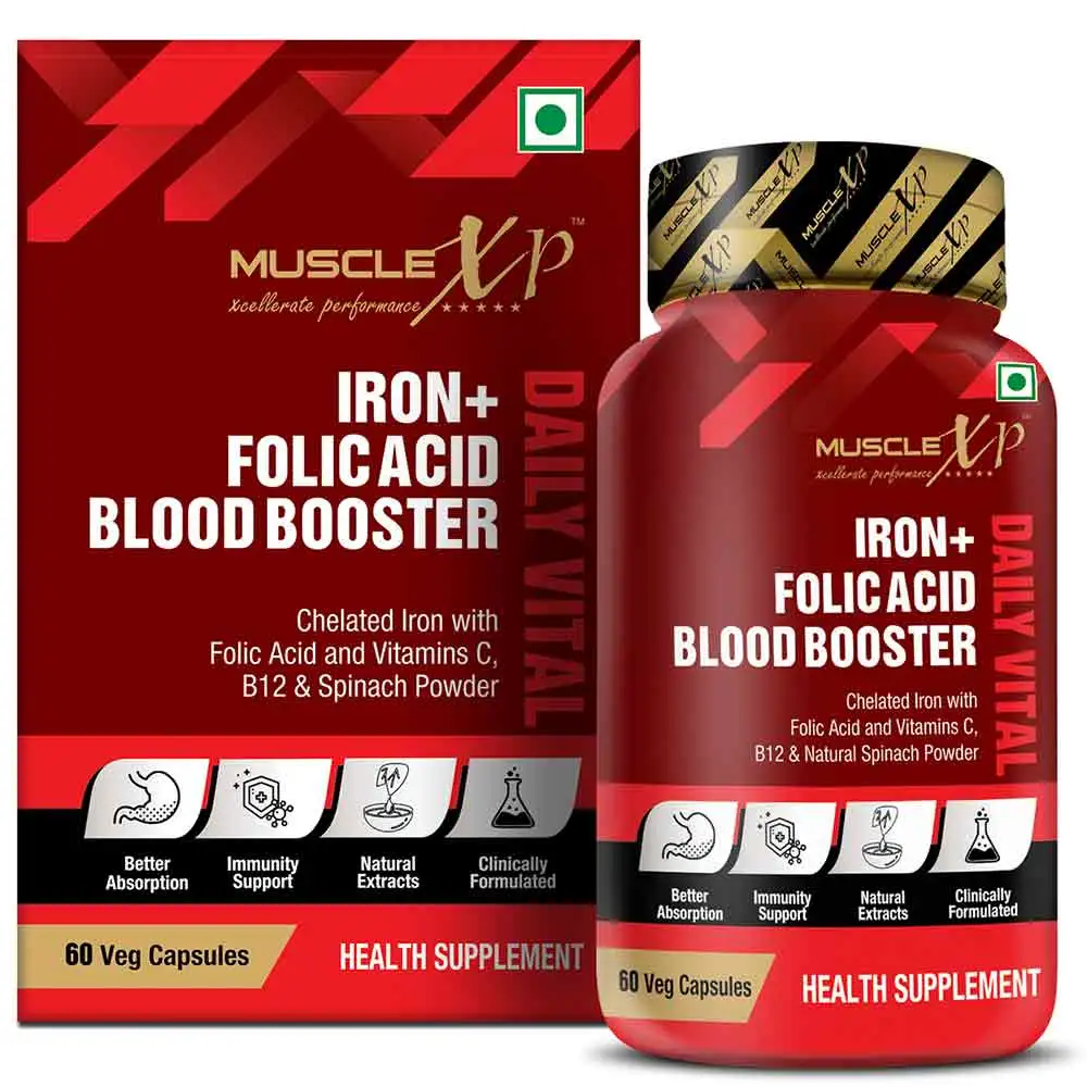 MuscleXP Iron + Folic Acid Blood Booster Daily Vital,  60 veggie capsule(s)