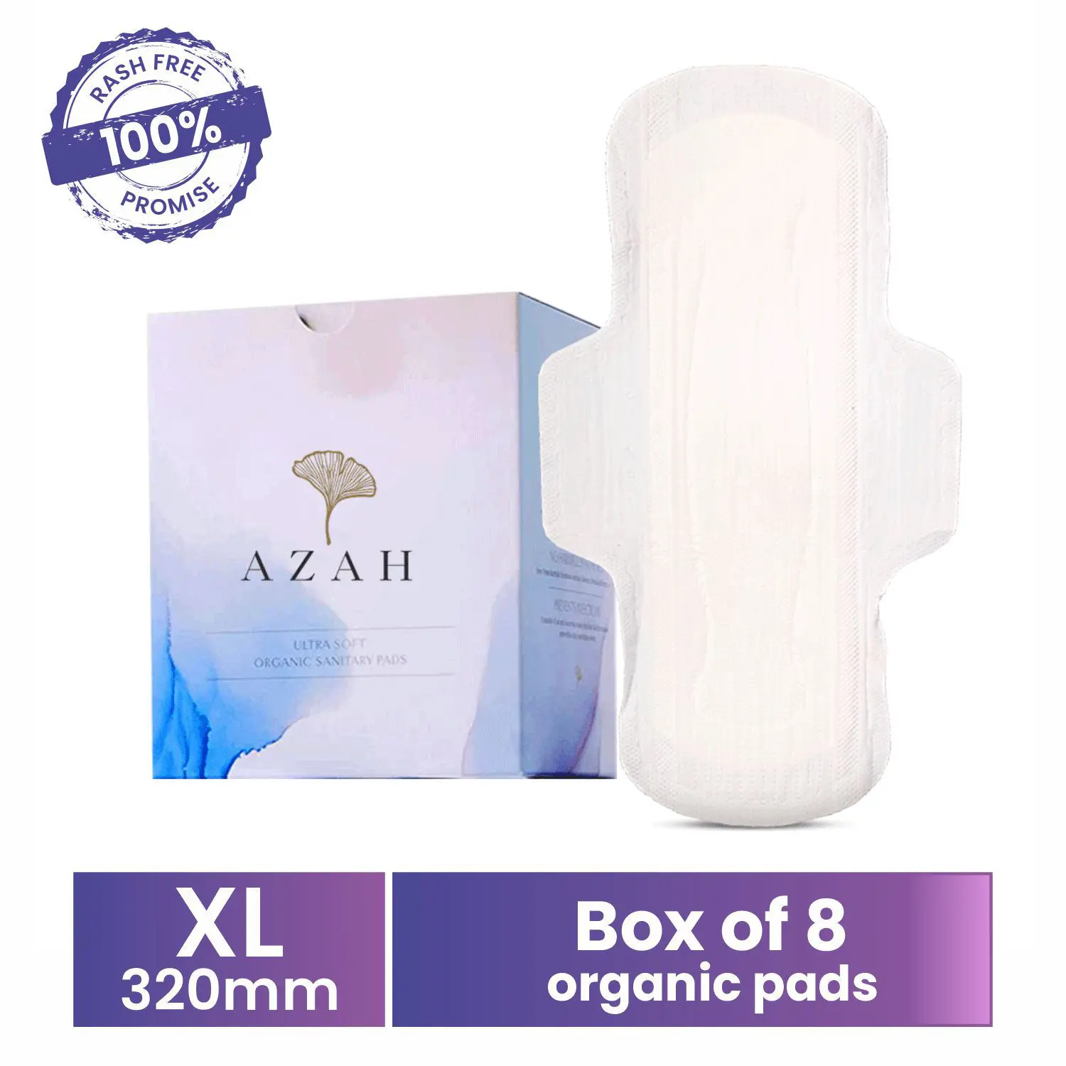 Azah Rash-free Organic Sanitary Pads Box of 8 Pads : All XL