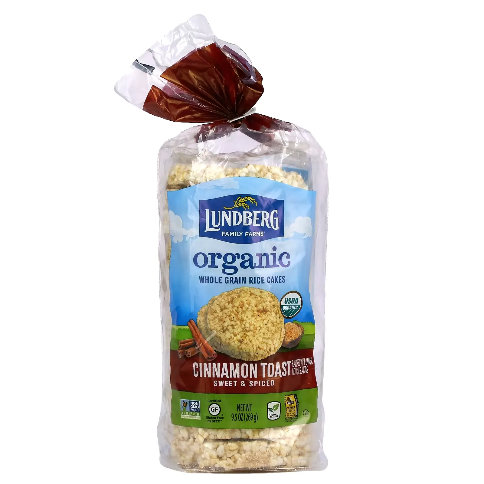 Organic Whole Grain Rice Cakes, Cinnamon Toast, Sweet & Spiced, 9.5 oz (269 g)