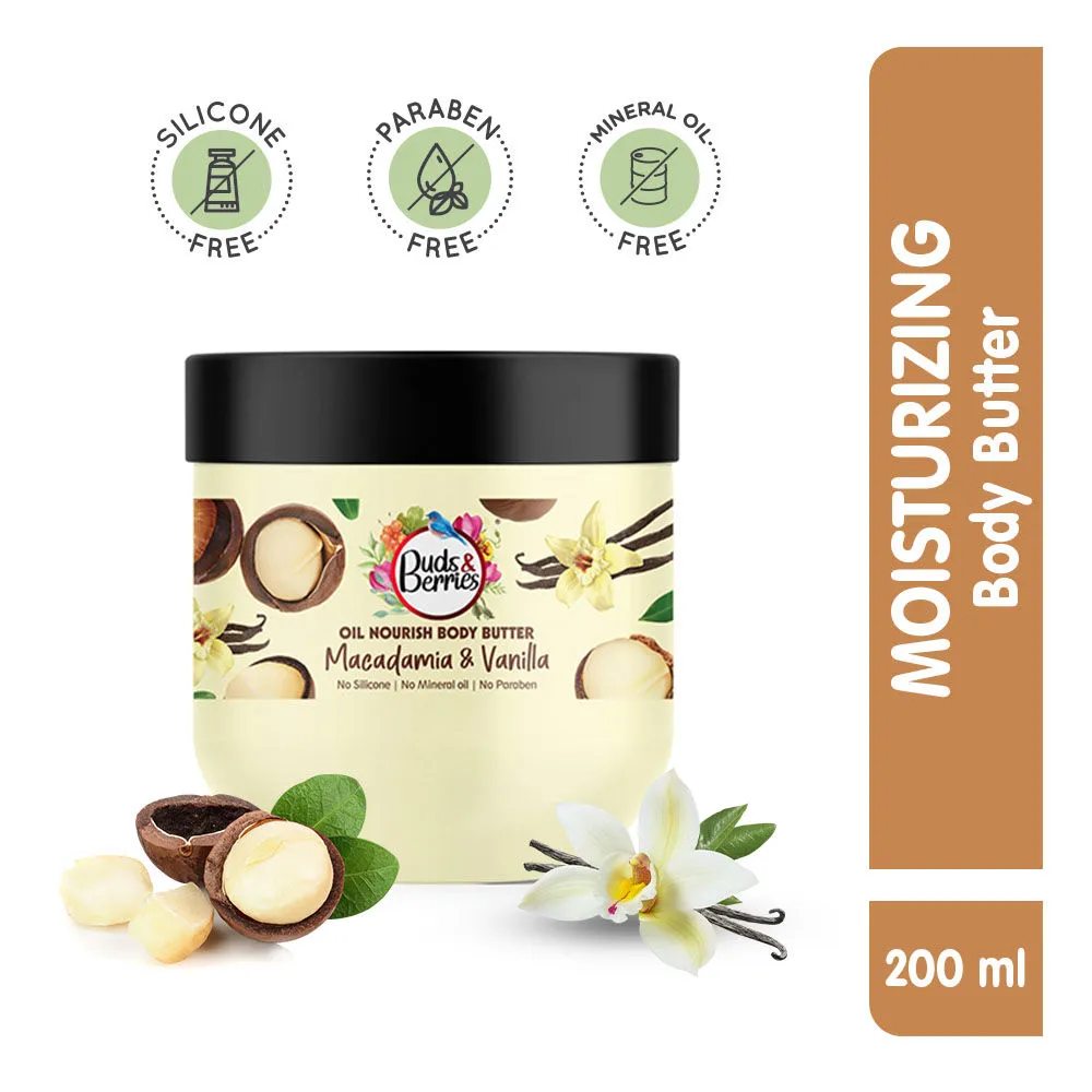 Buds & Berries Oil Nourish Macadamia And Vanilla Body Butter For Intense Moisturization