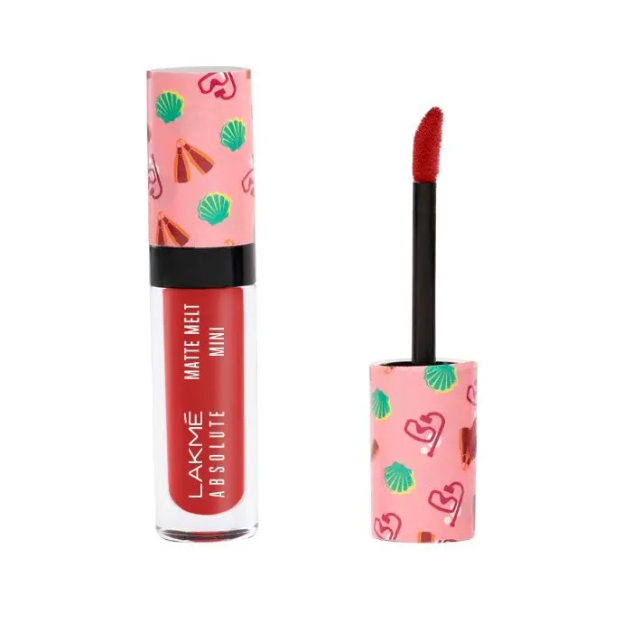 Lakme Absolute Matte Melt Mini Liquid Lip Colour, Coral Camp, 2.4 ml