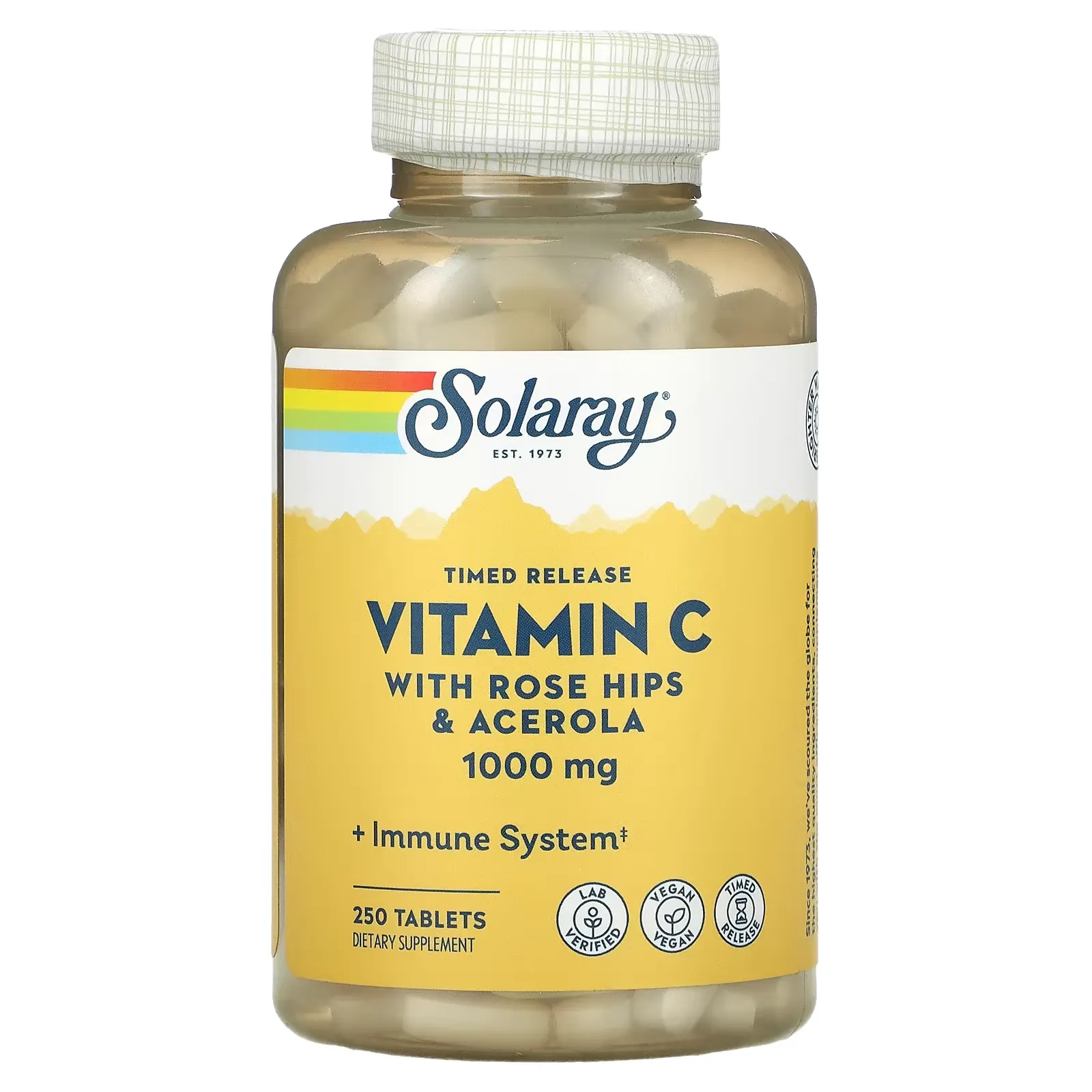 Timed Release Vitamin C with Rose Hips & Acerola, 1,000 mg, 250 Tablets