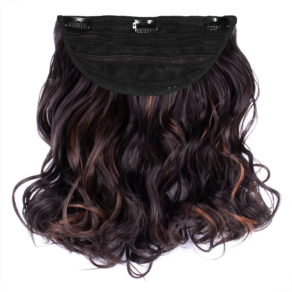 Streak Street Clip-In 18 Full-Wavy Dark Brown Hair Extensions With Copper Highights