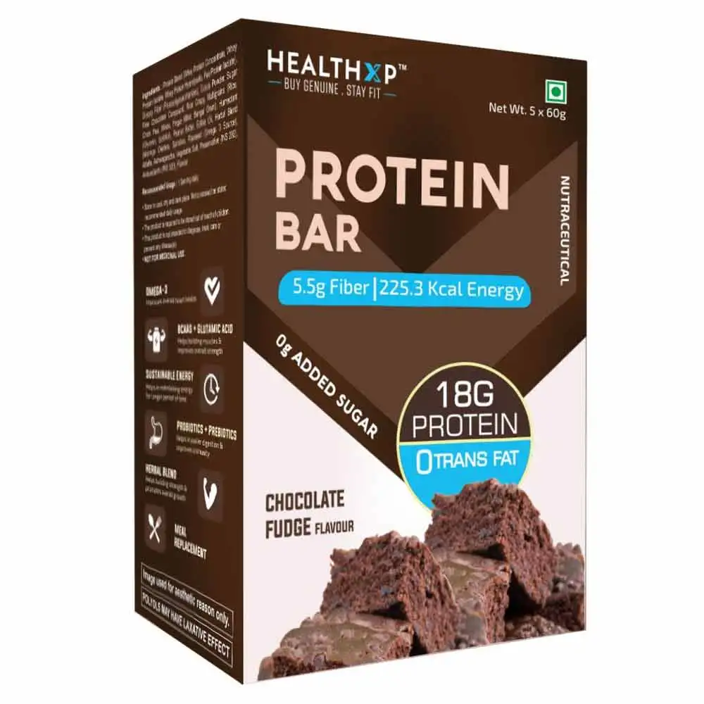 HealthXP Protein Bars (18g Protein),  5 bar(s)  Chocolate Fudge