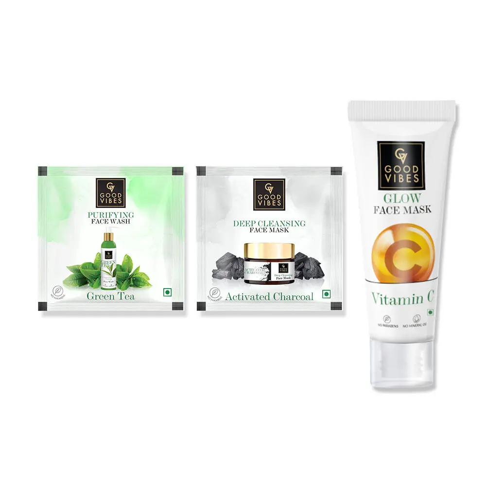 Face Wash and Mask Combo | Good Vibes Green Tea Face Wash & Good Vibes Vit C Mask