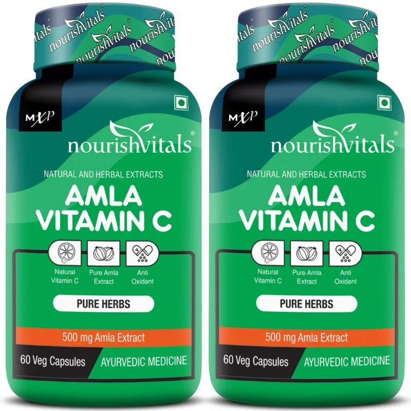 NourishVitals Amla Vitamin C with Tannins Pure Herbs, Amla Extract Veg Capsules