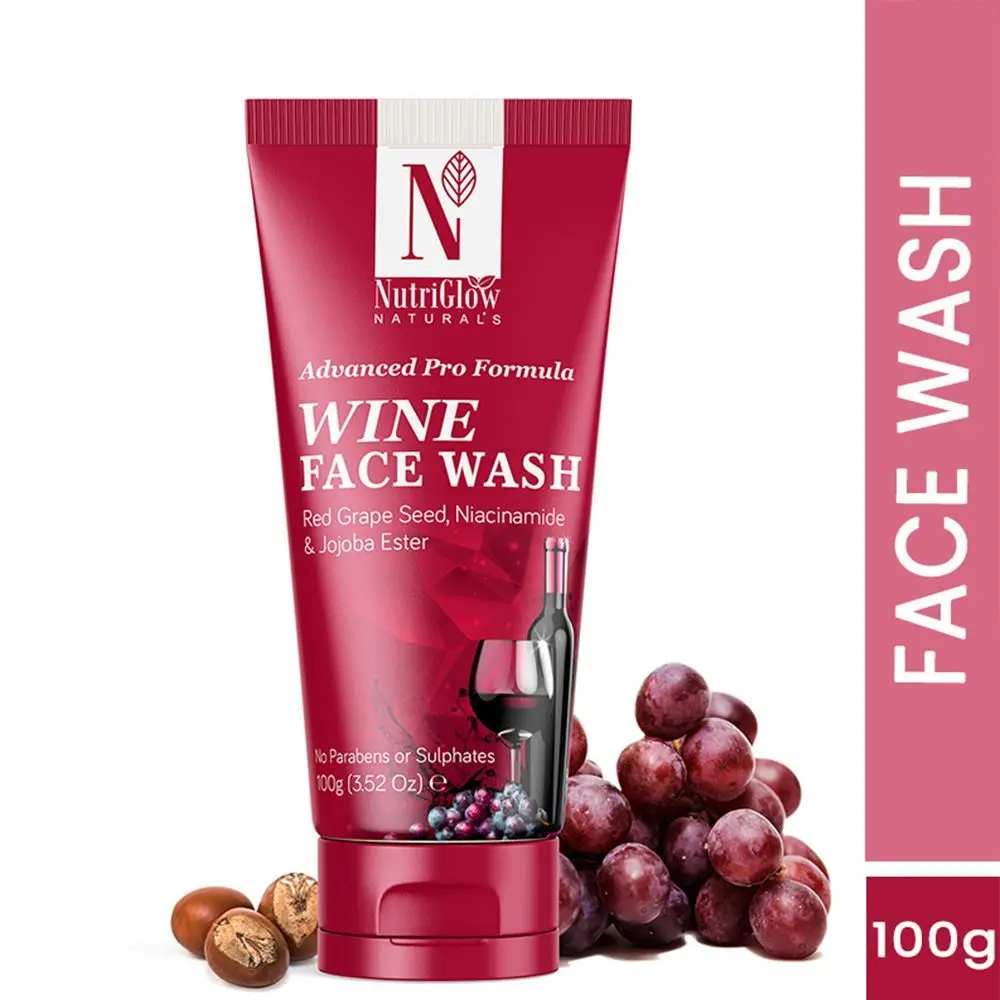 NutriGlow NATURAL'S Advanced Pro Formula Wine Face Wash for Daily Use, Deep Cleansing Niacinamide For Women and Men, 100gm