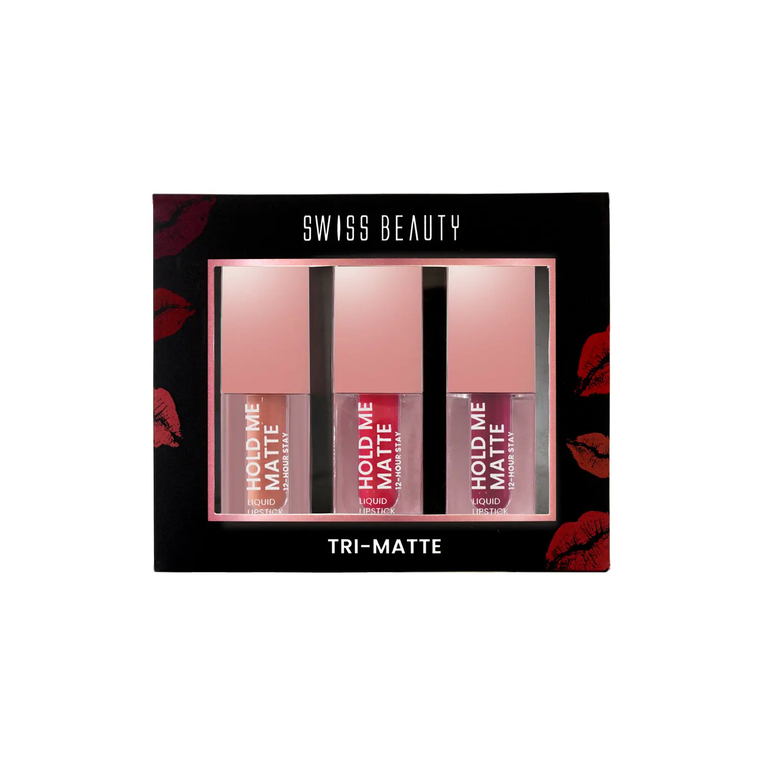 Swiss Beauty Tri-Matte Lipstick | Pack of 3 | 12 Hour Stay |Waterproof & Transfer-proof |With Vitamin E & Apricot Oil 4.5 ml