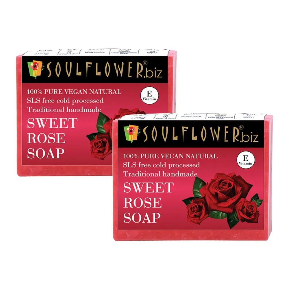 Soulflower Sweet Rose Soap - Set of 2