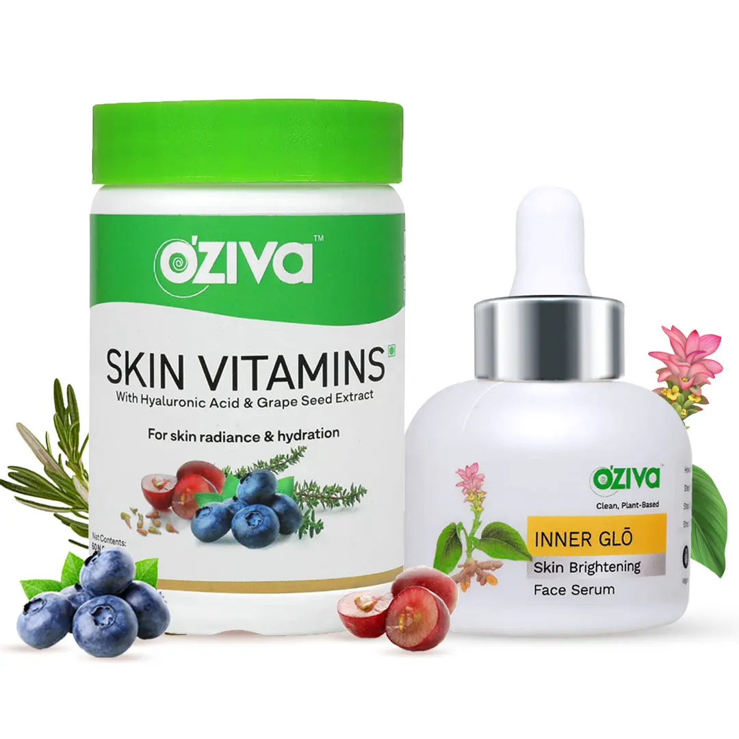 OZiva Glow-Up Routine (Skin Vitamins + Inner Glo Skin Brightening Face Serum)