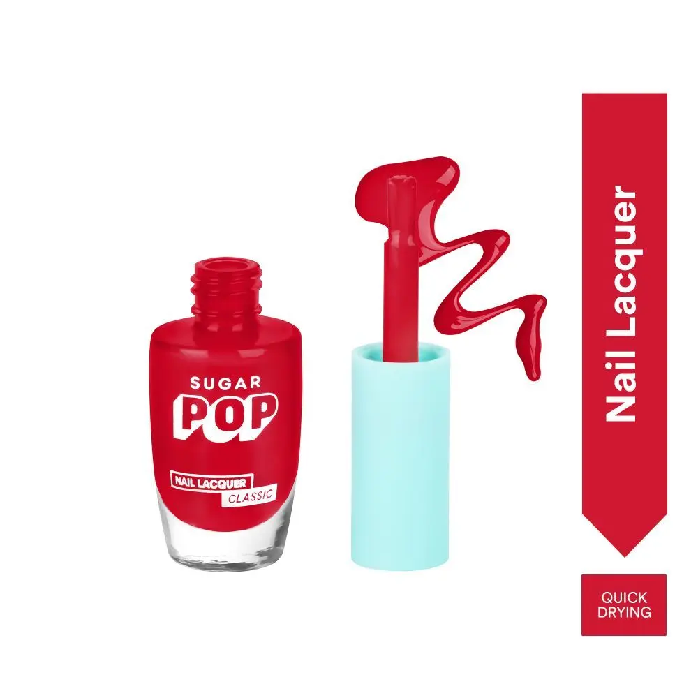 SUGAR POP Nail Lacquer - 18 Red Rum (Red) – 10 ml - Dries in 45 seconds l Quick-Drying, Chip-Resistant, Long Lasting l Glossy High Shine Nail Enamel / Polish for Women