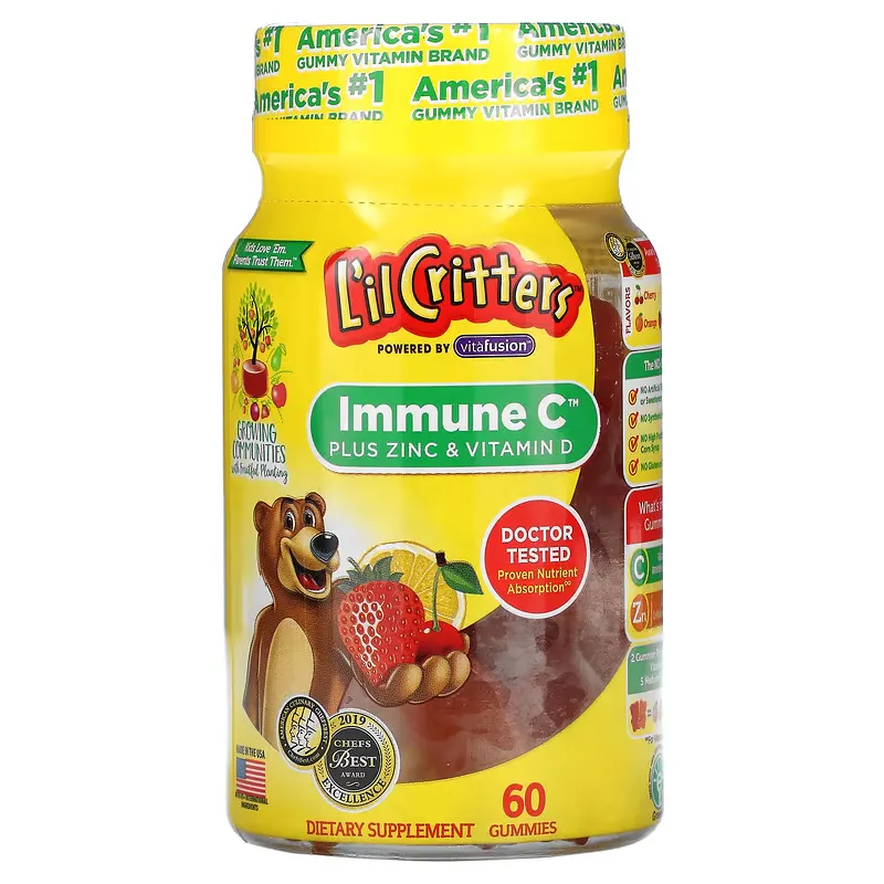 Immune C Plus Zinc & Vitamin D, Assorted Flavors, 60 Gummies