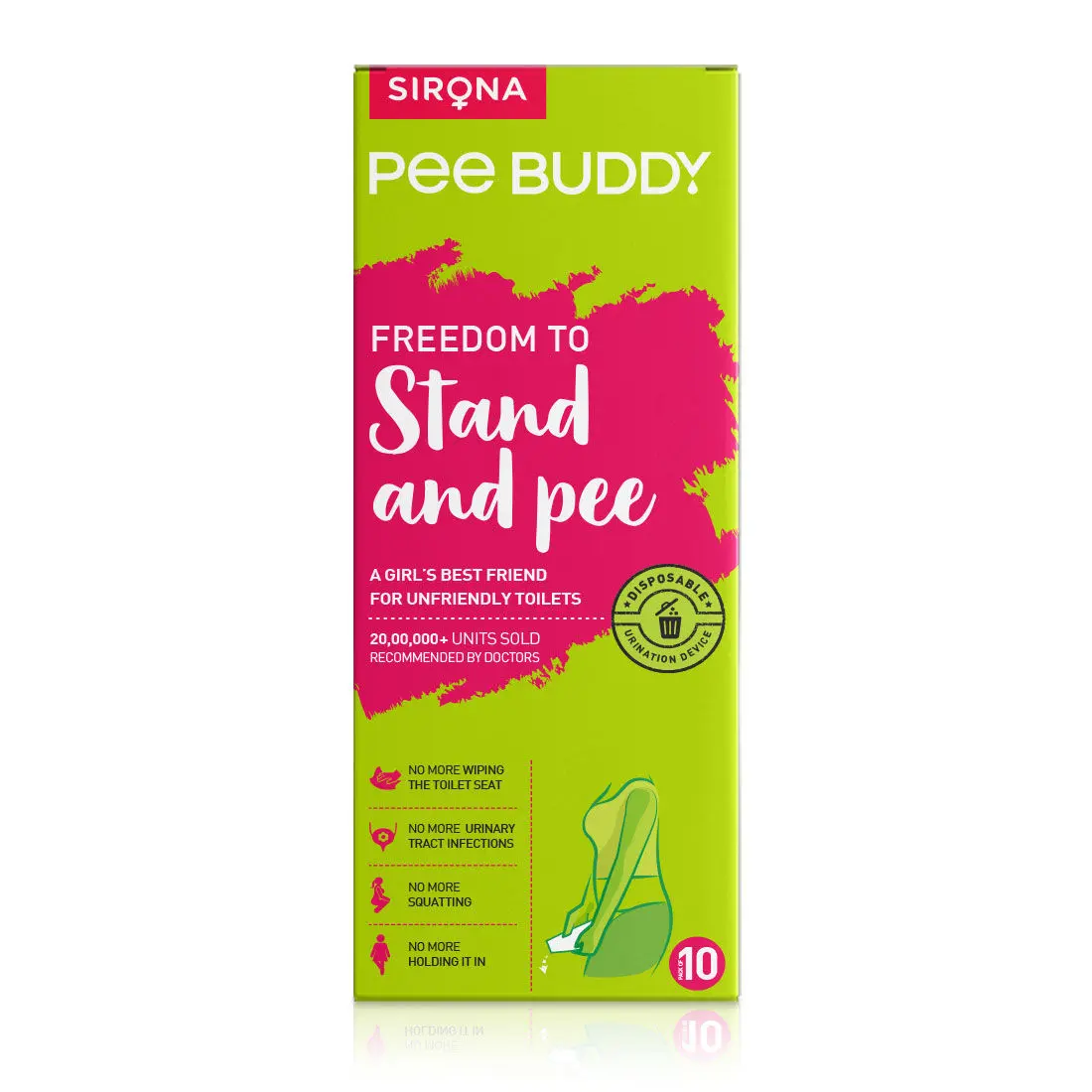 PeeBuddy - Disposable, Portable Female Urination Device for Women (10 Funnel - 1 Pack)