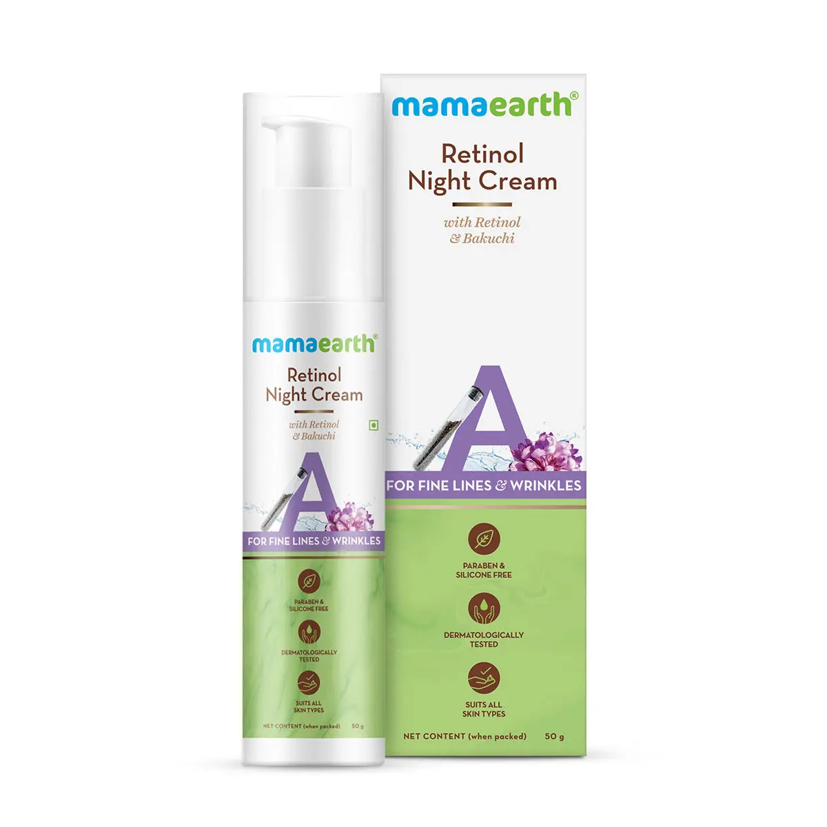 Mamaearth Retinol Night Cream with Retinol & Bakuchi for Fine Lines and Wrinkles (50 g)