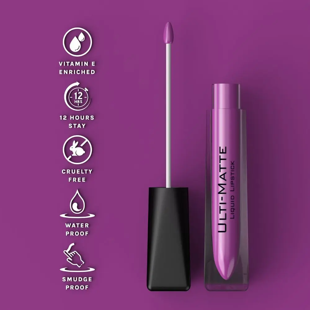 Bella Voste I ULTI-MATTE LIQUID LIPSTICK I Cruelty Free I No Bleeding or Feathering I Water Proof & Smudge Proof I Enriched with Vitamin E I Lasts Up to 12 hours I Moisturising with Velvet Matt Finish I MYSTERIOUS MUAVE (07)