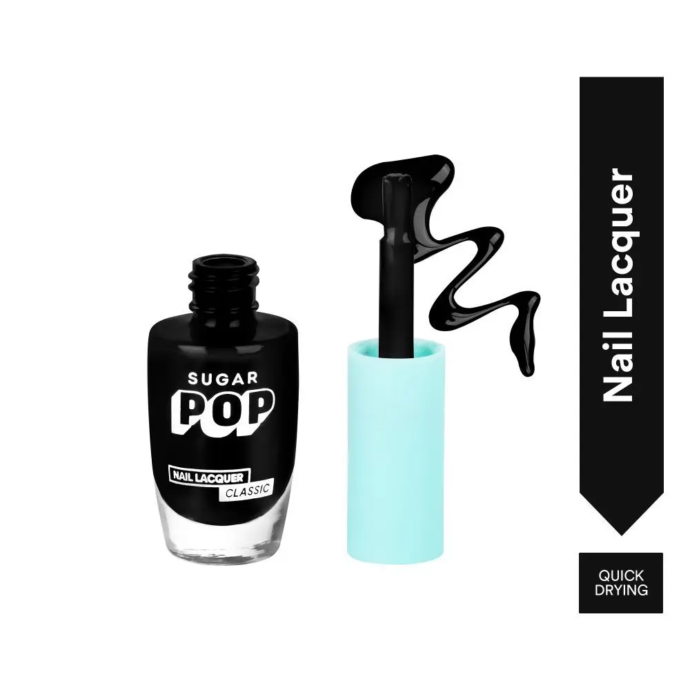 SUGAR POP Nail Lacquer - 21 Black Berry (Black) – 10 ml -Dries in 45 seconds l Quick-Drying, Chip-Resistant, Long Lasting l Glossy High Shine Nail Enamel / Polish for Women