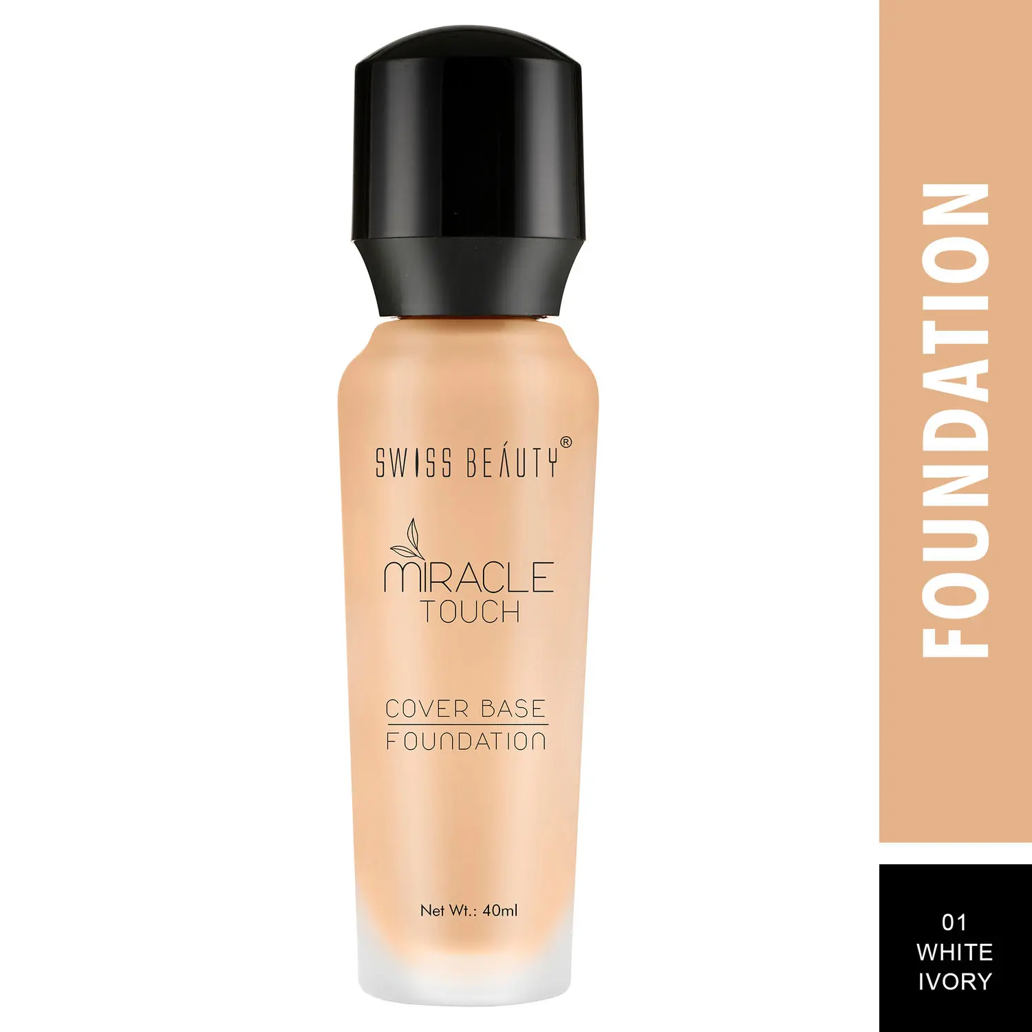 Swiss Beauty Miracle Touch Cover Base Foundation - White-Ivory (40 ml)