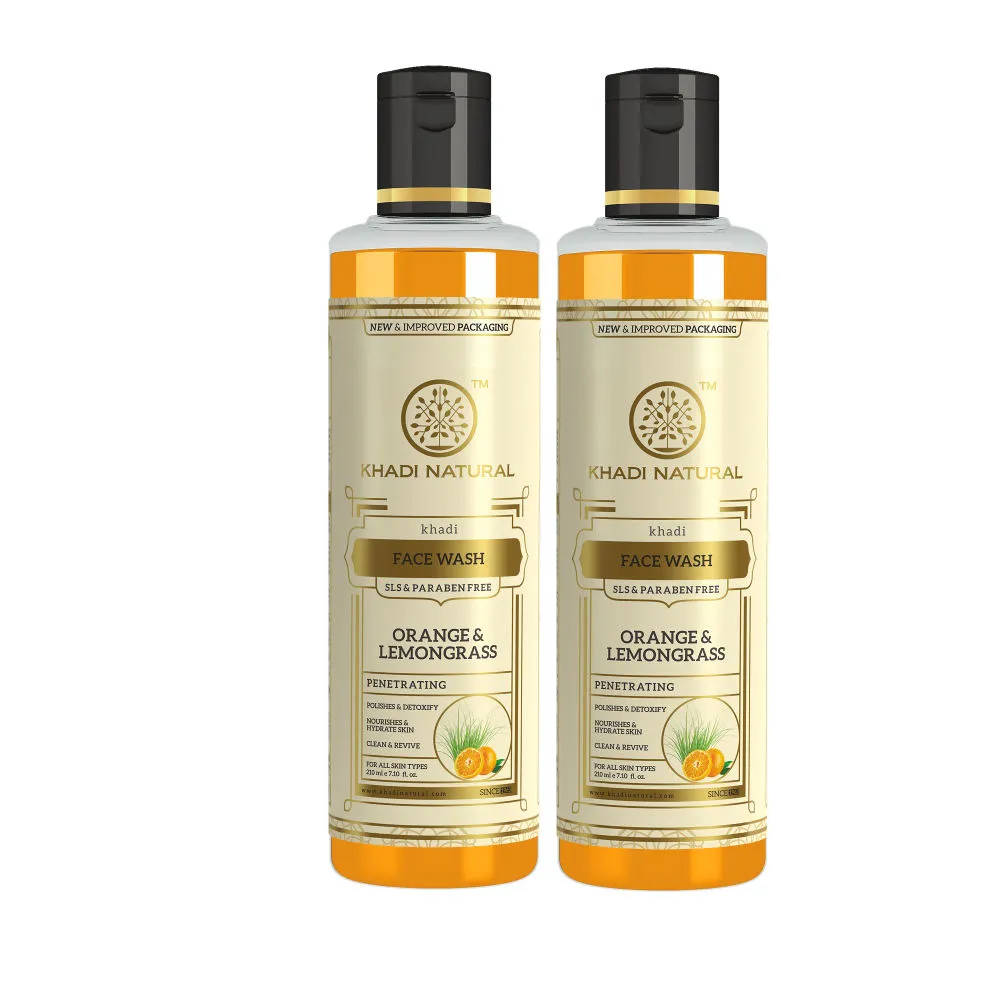 Khadi Herbal Orange & Lemongrass Face Wash Sls & Paraben Free - Pack Of 2