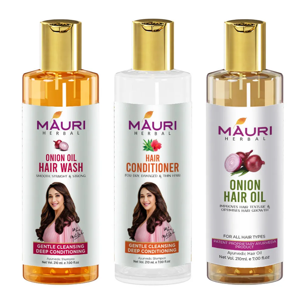 Mauri Herbal Onion Oil Hair Growth Kit - Pack Of 3