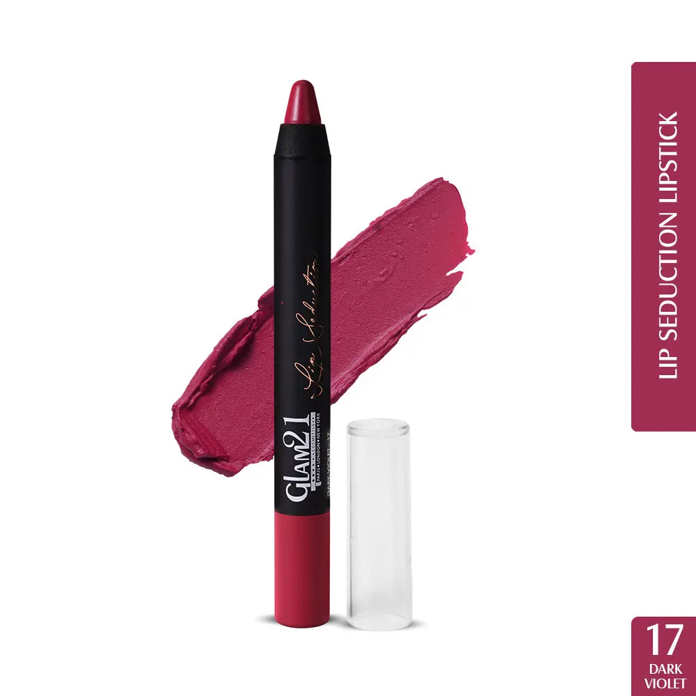 Glam 21 Lip Seduction Non- Transfer Crayon Lipstick| Lightweight & Longlasting|Creamy Matte Formula - 2.8gm|Dark Violet|17