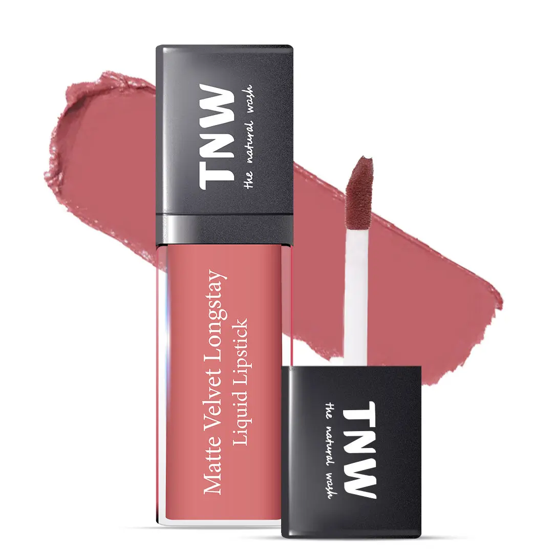 TNW -The Natural Wash Matte Velvet Longstay Liquid Lipstick with Macadamia Oil and Argan Oil | Transferproof | Pigmented | Blush Nude | Nude Pink